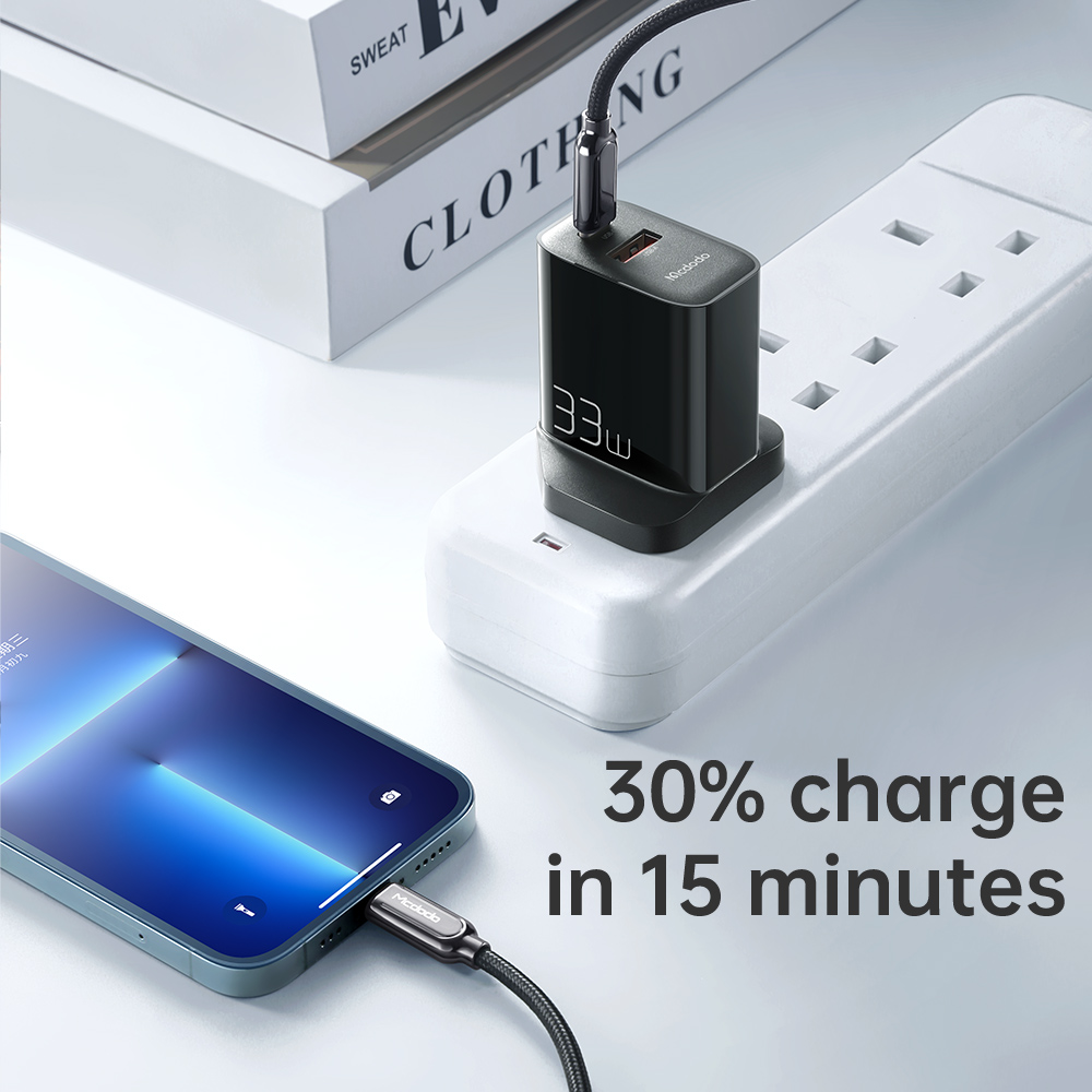 mcdodo USB C Charger,33W USB C Fast Charger Block Mini Size Dual USB-C and  USB-A GaN Charger Type C Fast Charging Block Power Adapter for iPhone 14/14