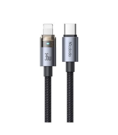 MCDODO 1.2 Meter PD Type-C to Phone 36W Transparent Cable with Charging Light